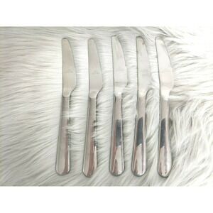 Lot of 5 IKEA Stainless Steel Knives Knife Rounded Handle 8 1/4" long